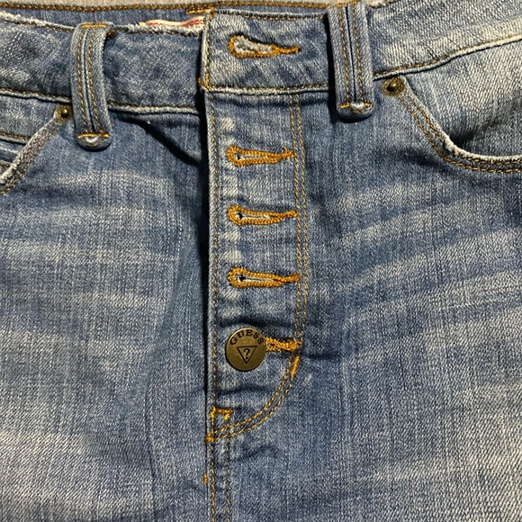 Vintage Guess Denim Button Fly Mini Skirt Size 26 - Picture 3 of 6